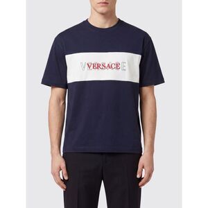 Versace Men Versace Crewneck Cotton T-Shirt With Contrasting Logo